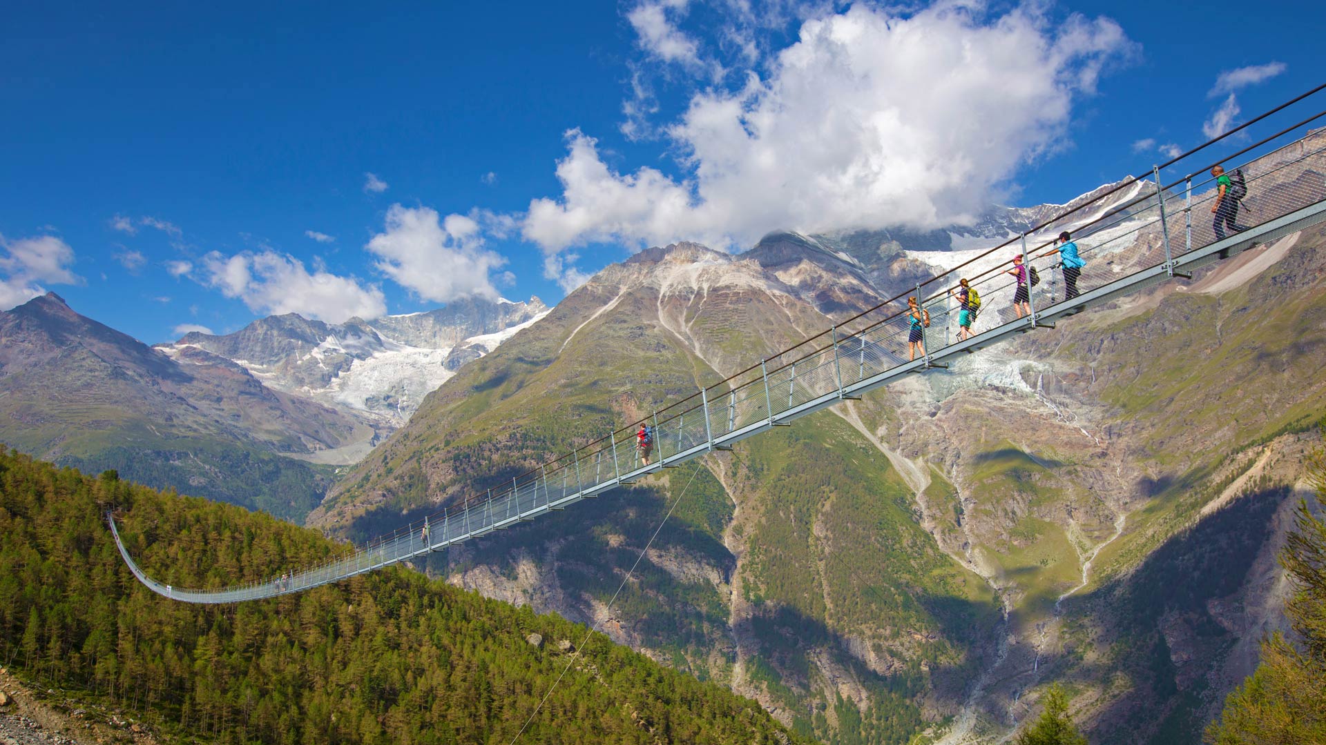 The Charles Kuonen Suspension Bridge near Randa, Switzerland