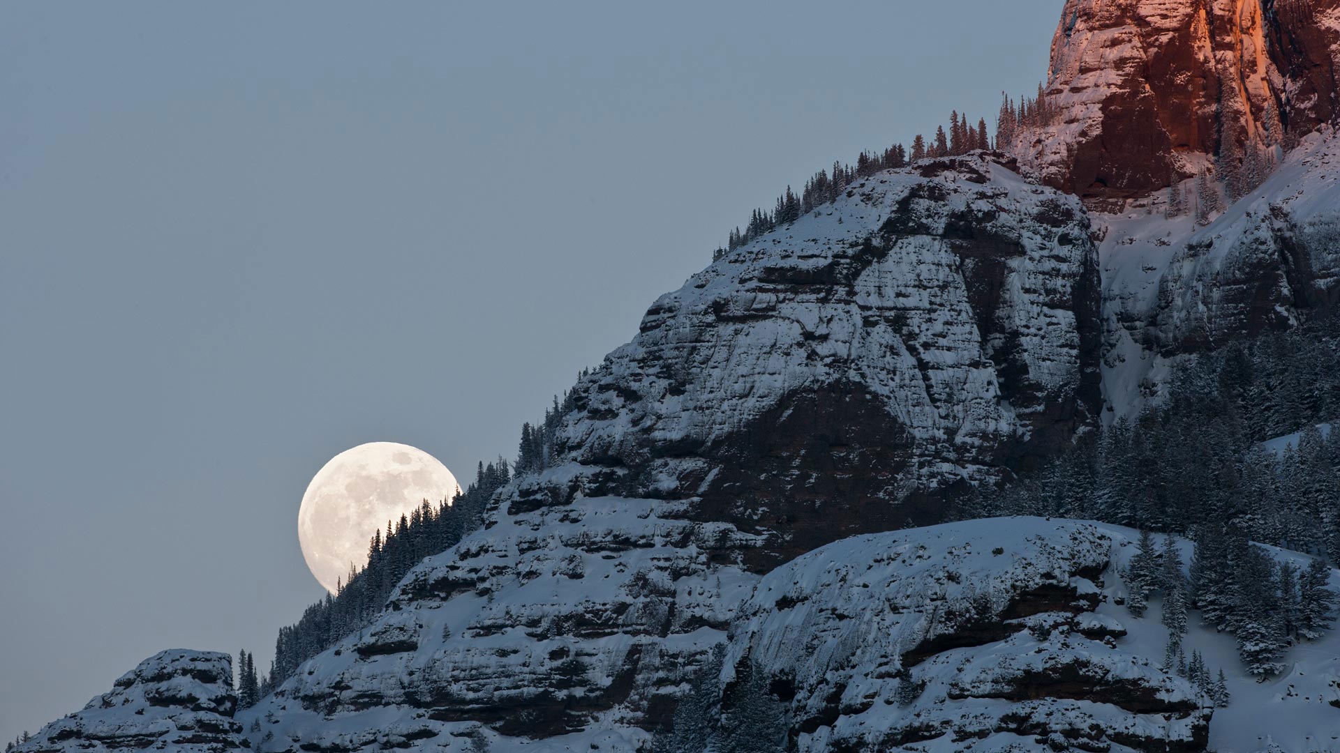 Moonrise over Yellowstone National Park