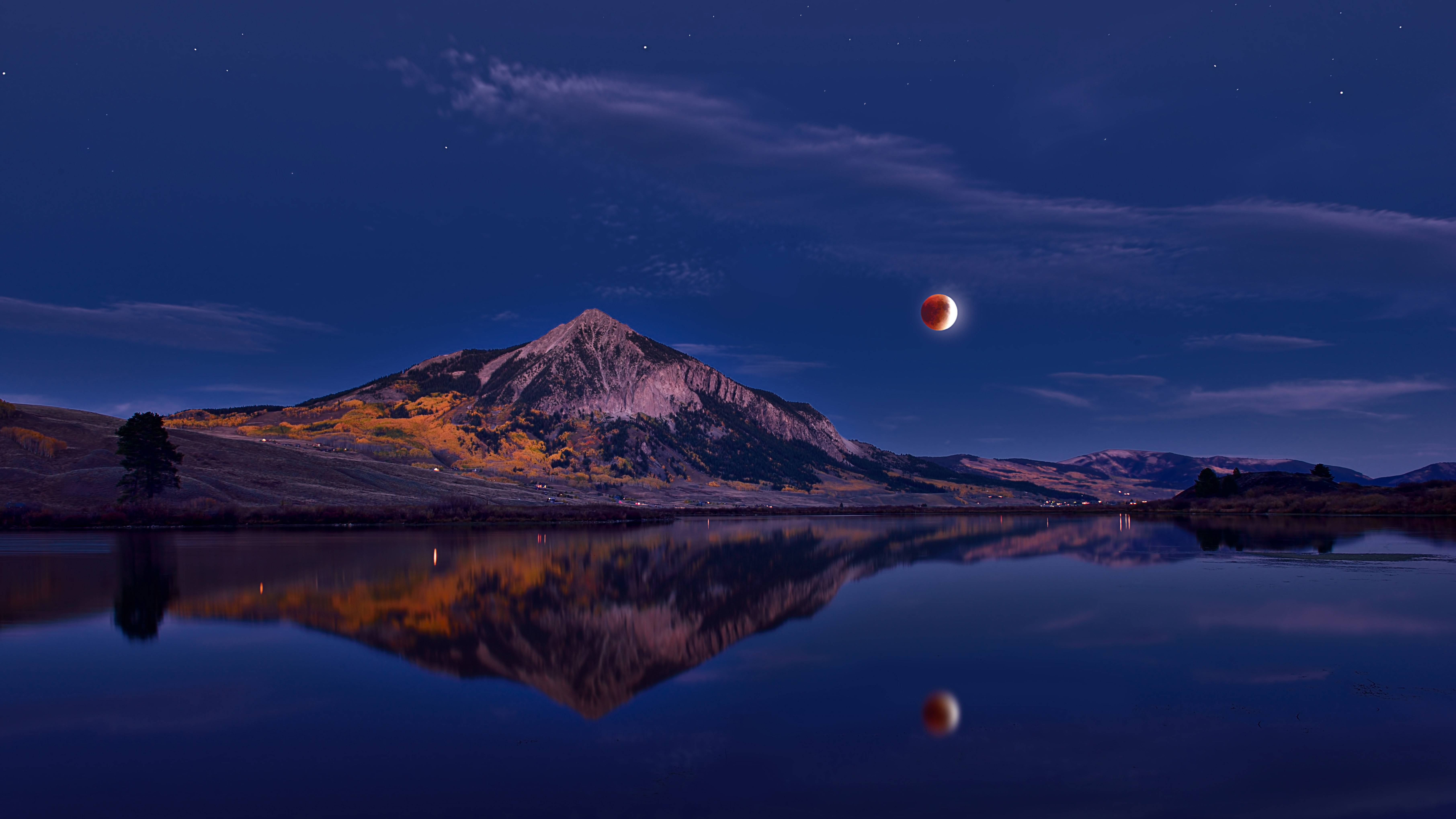 Lunar eclipse above Mount Crested Butte, Colorado