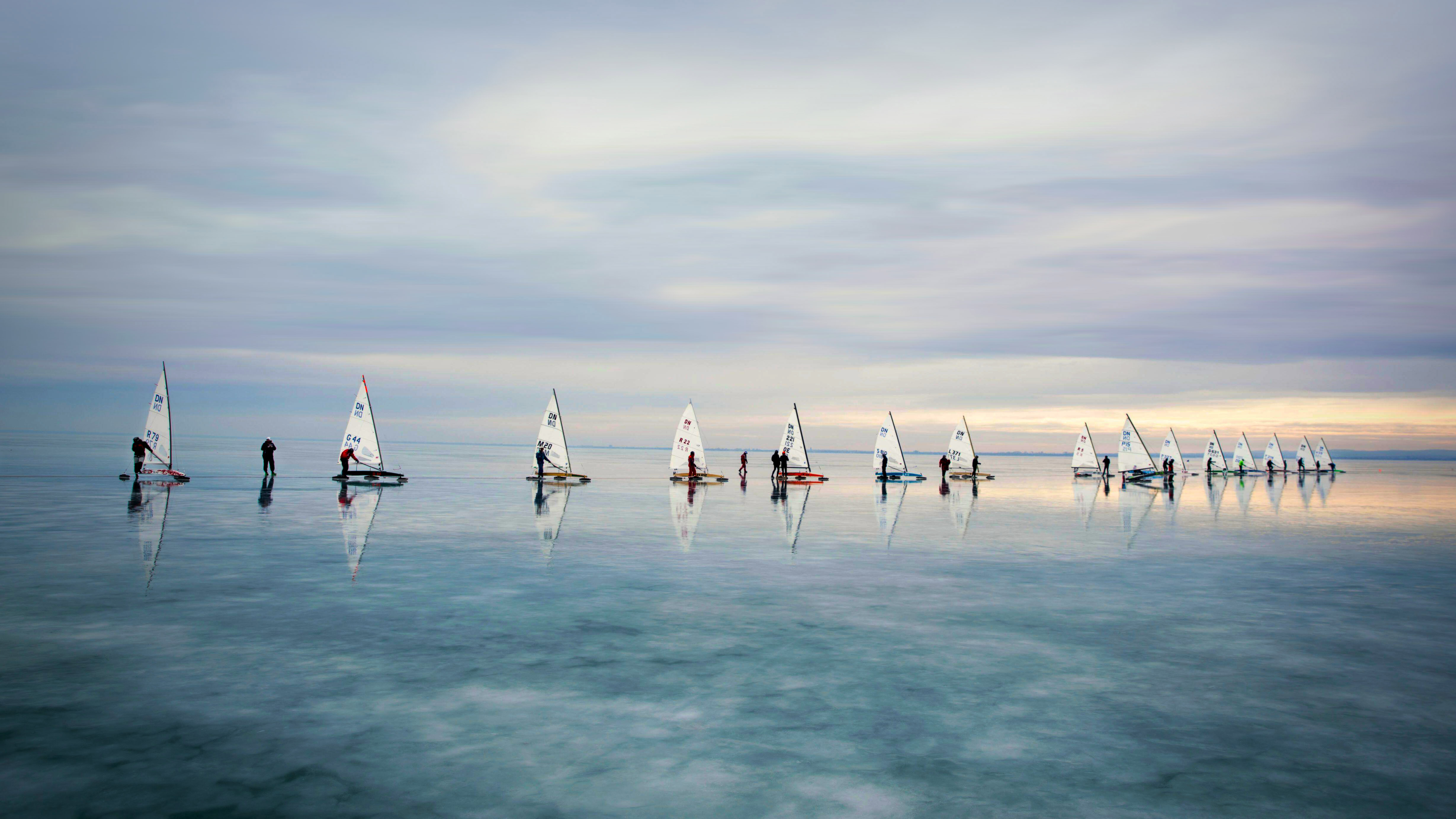 Ice and Snow Sailing European Championships on Lake Balaton in Hungary