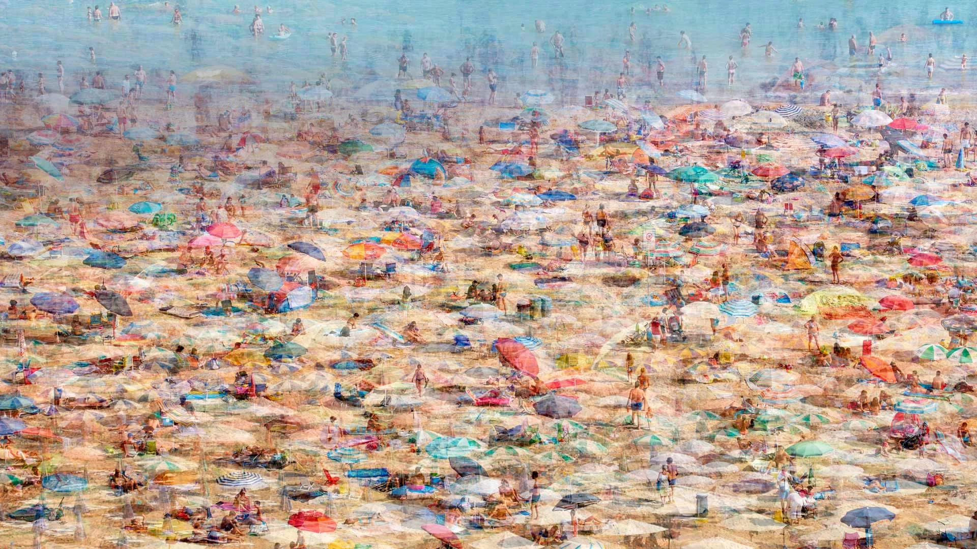Composite photo of the beach in Lignano Sabbiadoro, Italy