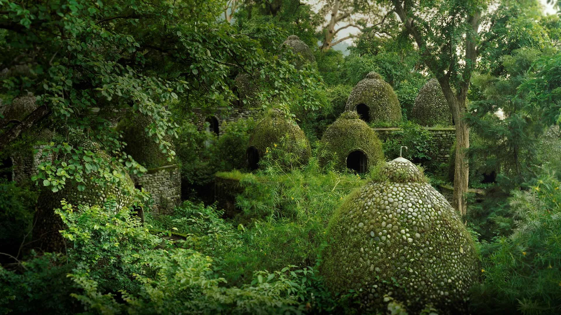 Meditation domes at the Beatles Ashram in Rishikesh, India