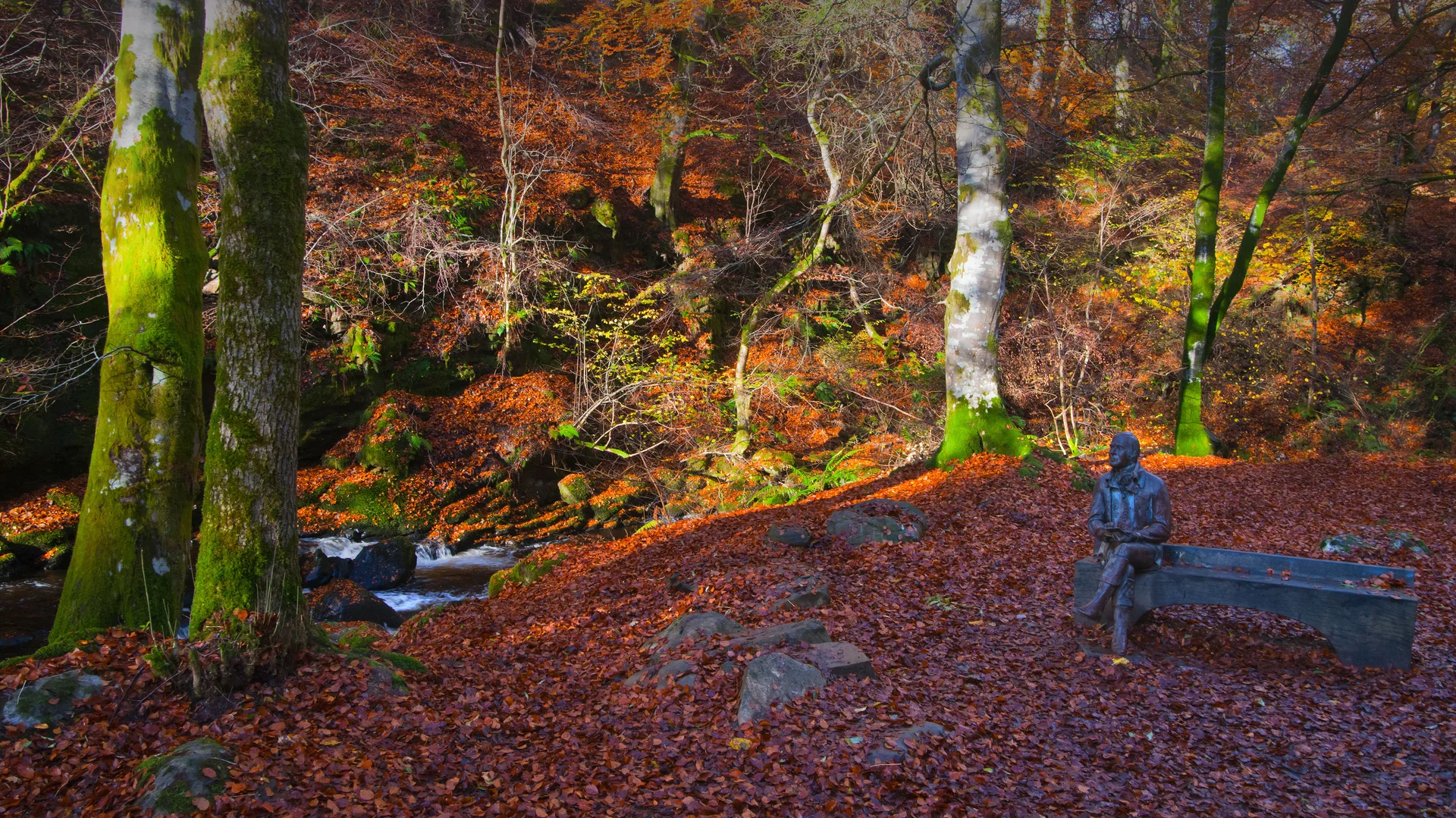 Statue of Robert Burns in the Birks of Aberfeldy, Perth and Kinross, Scotland