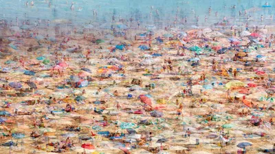Composite photo of the beach in Lignano Sabbiadoro, Italy