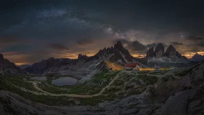 Milky Way above the Tre Cime di Lavaredo, South Tyrol, Italy